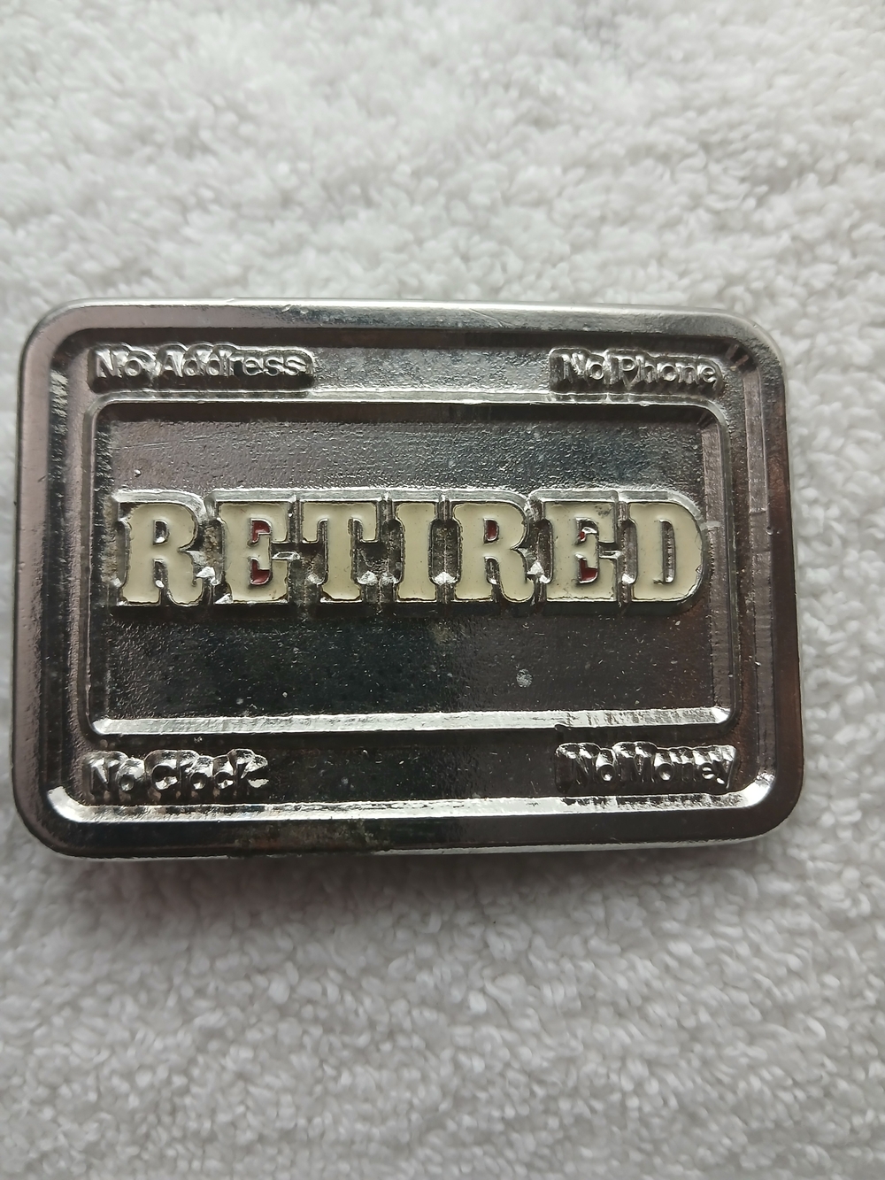 Silver Toned 'RETIRED' Decorative Belt Buckle
